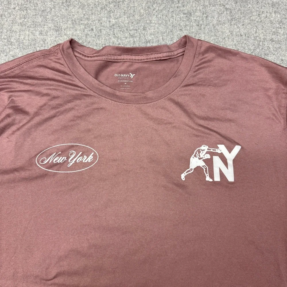 Old Navy Active T-Shirt Medium Mauve NY Boxing Wellness Club Go-Dry Cool Tee